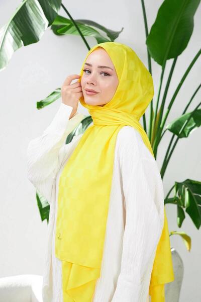 İpekhan شال جاكار حريري بنمط الداما الجديد أصفر 9007-12