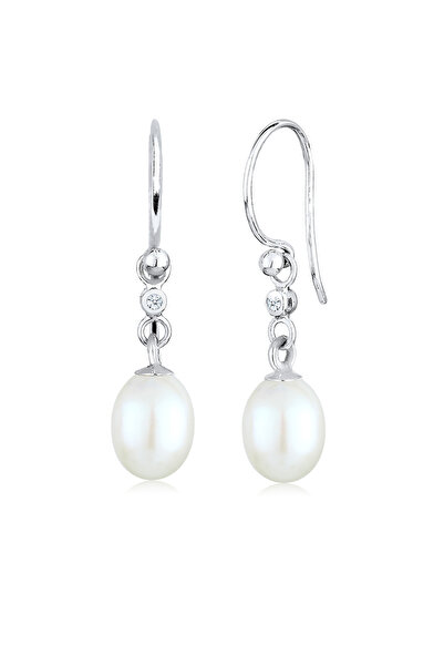 ELLI Ohrringe Süßwasser-Zuchtperlen Diamant 925er Sterlingsilber