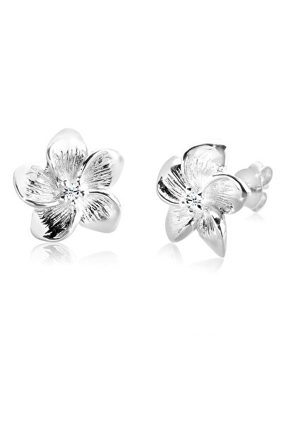 ELLI Ohrringe Damen Frangipani-Blume mit Kristallen aus 925er Sterlingsilber