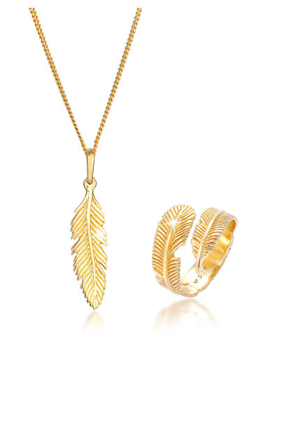 ELLI Schmuckset Damen Wickelring Anhänger Frühling Boho Festival Trend aus 925er Sterlingsilber