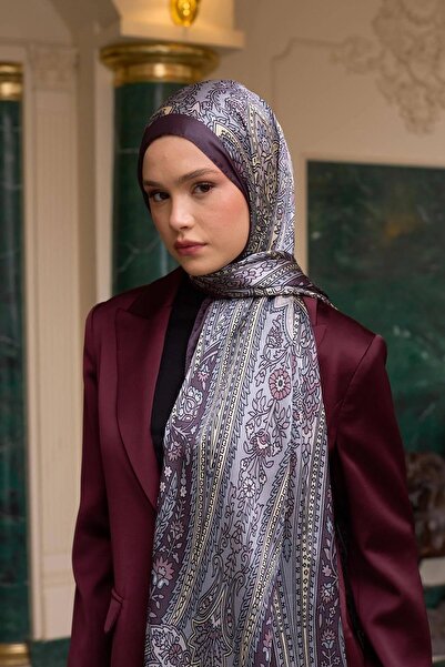 İpekhan شال فوال هندي باللون الرمادي اللافندر - 5009-24