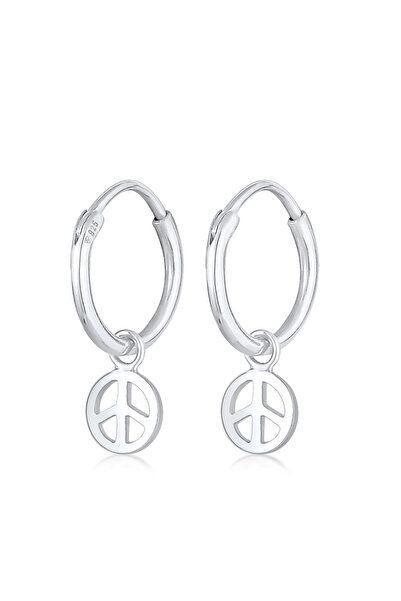 ELLI Ohrringe Damen Creolen Peace Symbol Boho aus 925er Sterlingsilber