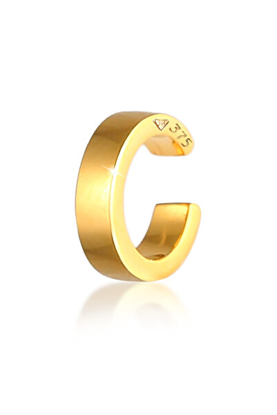 ELLI Ohrringe für Damen, einzelnes Ohrband, schlicht, breit, aus 375er Gelbgold