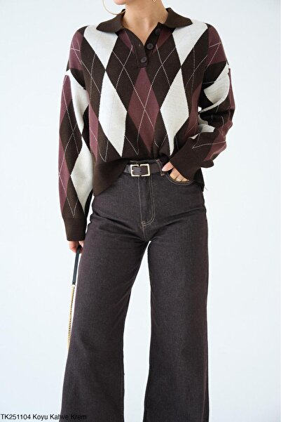 CADDELAMODA Pulover cu guler polo pentru femei