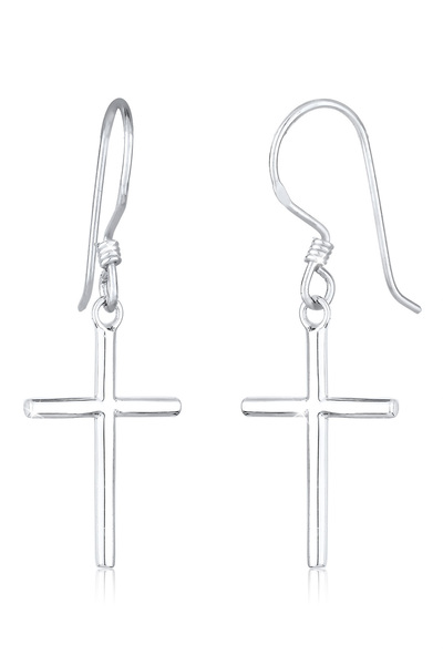 ELLI Earrings Ladies Ear Hanger Cross Symbol in 925 Sterling Silver
