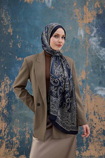 İpekhan Σάλι Ινδικό Βουάλ Ναυτικό Μπλε - 5008-03