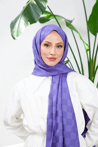 İpekhan Yeni Dama Desen İpeksi Jakar Şal Mor 9007-24