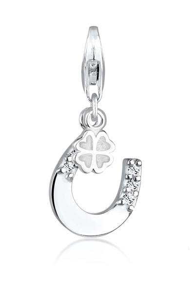 ELLI Charms Damenanhänger Hufeisen Kleeblatt mit Kristallen aus 925er Sterlingsilber
