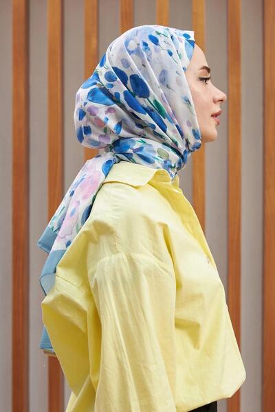 İpekhan Botanical Series Indigo Cotton Viscose Shawl 3023-02