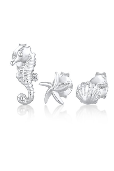 ELLI Ohrringe Damen Ohrstecker Set Seestern Muschel Seepferdchen Sommer Stran...