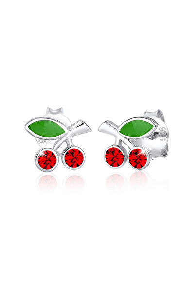 ELLI Ohrringe Kinder-Ohrstecker Kirschen mit Emaille und Kristallen in 925er ...