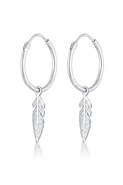 ELLI Ohrringe Damen Creolen Feder Boho Spirit Festival Trend aus 925er Sterli...