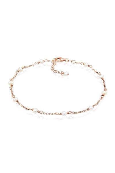 ELLI Fußkette Damen Elegante Fußkette mit Süßwasserperlen aus 925er Sterlings...
