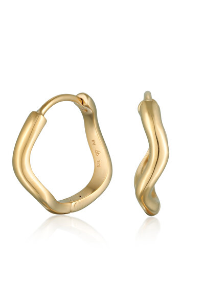 ELLI Ohrringe Damen Creolen Wellen-Design aus 925er Sterlingsilber vergoldet
