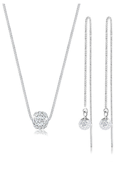 ELLI Schmuckset Damenhalskette mit Anhänger und Kristallen aus 925er Sterling...