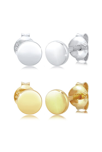 ELLI Ohrringe Damen Ohrstecker Set Kreis Optik Zweifarbig Trend in 925er Ster...