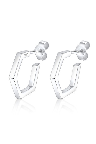 ELLI Ohrringe Creole Hexagon Geo Minimal 925 Sterlingsilber