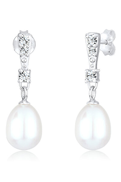 ELLI Ohrringe Damen Ohrhänger Braut Elegant mit Kristallen und Süßwasser-Zuch...