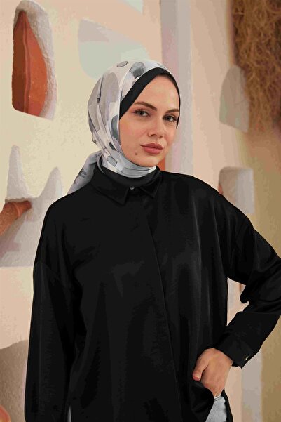 İpekhan Μαύρο γκρι Comfort Flowers Shawl - 3027-09