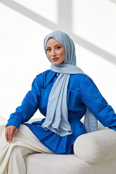 İpekhan Копринен жакардов шал Lego Pattern, ледено син, 9004-08