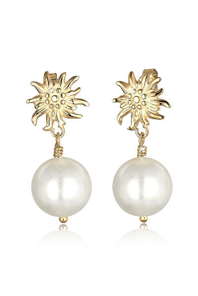 ELLI Ohrringe Damen Ohrhänger Edelweiß Dirndl mit Muschelkernperle in 925er S...