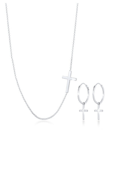 ELLI Schmuckset für Frauen Kreuz Religion Glaube aus 925er Sterlingsilber ver...