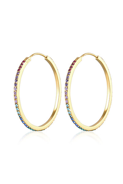 ELLI Ohrringe Rainbow Creoles Elegant mit Kristallen aus 925er Sterlingsilber...