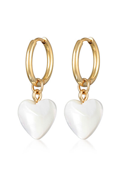 ELLI Ohrringe Damen Creolen Herz Anhänger Goldfarben mit Muscheln