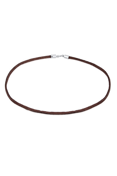 ELLI Halskette Damen Choker Basic Kunstleder Braun in 925er Sterlingsilber