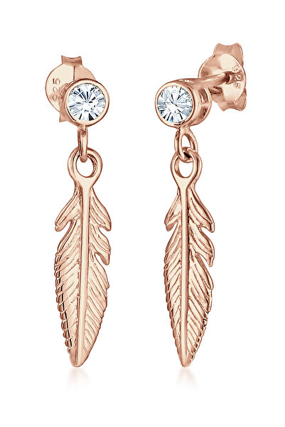 ELLI Ohrringe Damen Ohrhänger Feder Boho mit Kristall in 925er Sterlingsilber