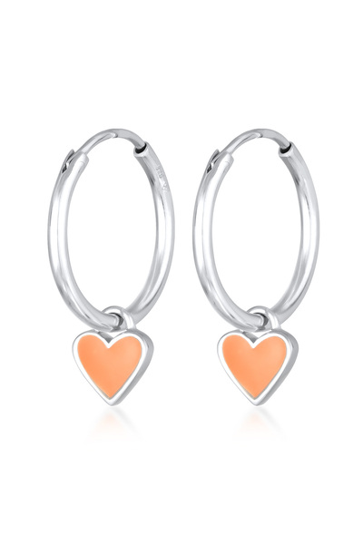 ELLI Ohrringe Damen Creolen Herzanhänger mit Emaille lila in 925er Sterlingsilber vergoldet