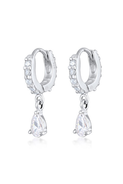 ELLI Ohrringe Damen Creolen Tropfen Elegant mit Zirkonia in 925er Sterlingsilber