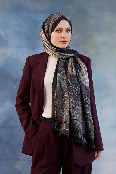 İpekhan Siyah Hint Vual Şal - 5002-08