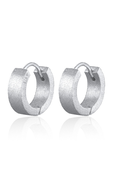 KUZZOI Ohrringe Herren Creolen gebürstet maskulin aus 925er Sterlingsilber