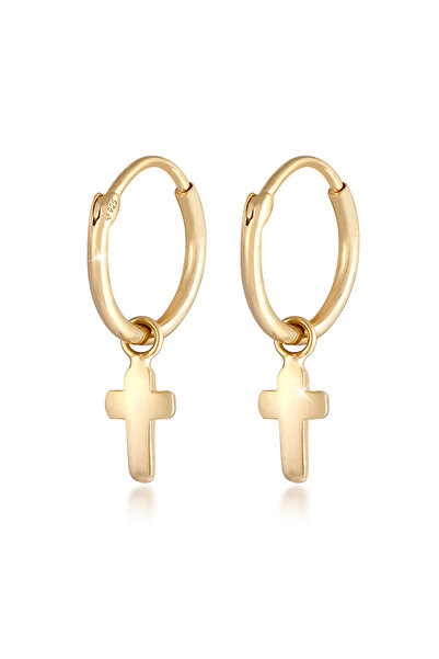 ELLI Ohrringe Damen Creole Anhänger Kreuz Religion aus 925er Sterlingsilber