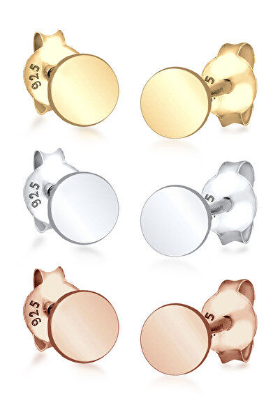 ELLI Ohrringe Damen 3er-Set Kreis Basic Dreifarbig aus 925er Sterlingsilber