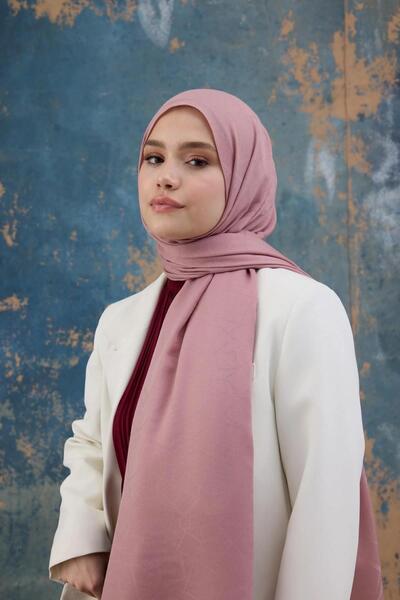 İpekhan Kare Desen Pamuk Jakar Şal Pembe 8012-17