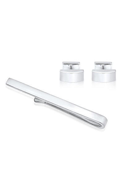KUZZOI Jewelry Set Krawattennadel Manschettenknöpfe Basic 925 Silber