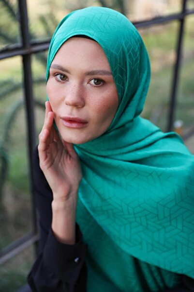 İpekhan شال جاكار حريري بنمط Exen أخضر Irmak 9011-22