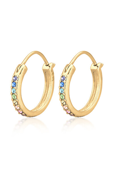 ELLI Ohrringe Damen Creolen Rainbow Filigran mit Kristallen in 925er Sterling...