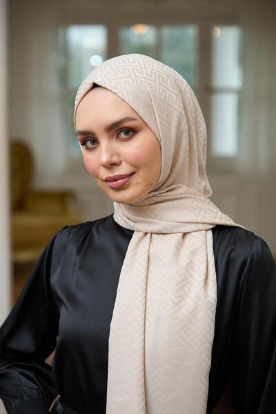 İpekhan Silky Jacquard Shawl Cream Summer Sparkle Collection - 9017-06