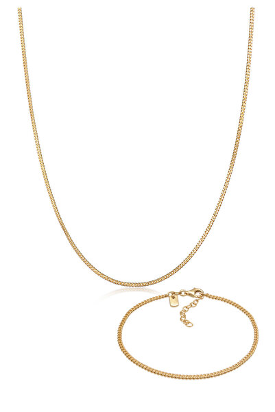 KUZZOI Schmuckset Herren Curb Set Basic aus 925er Sterlingsilber