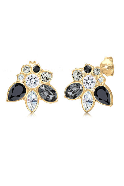 ELLI Ohrringe Damen Statement mit Kristallen aus 925er Sterlingsilber vergoldet