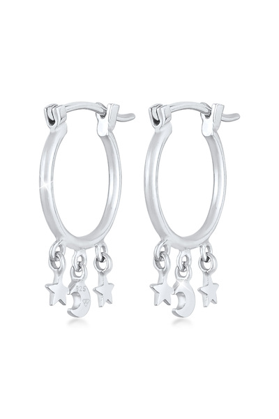ELLI Ohrringe Damen Stern Mond Astro Trend Blogger Creolen aus 925er Sterling...