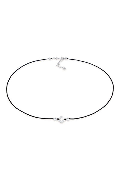 ELLI Halskette Damen Choker Nylon Kleeblatt Glücksbringer aus 925er Sterlings...