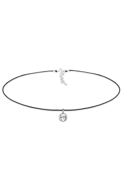 ELLI Colier de damă tip choker din nailon cu cristale din argint 925