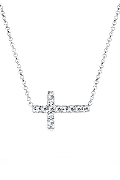 ELLI Colier pandantiv cruce pentru femei elegant cu cristale din argint 925