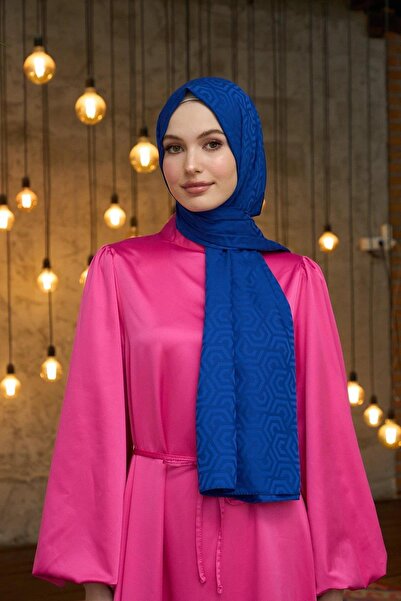 İpekhan Yaz Işıltısı Koleksiyonu İpeksi Jakar Şal Sax Mavi 9013-28