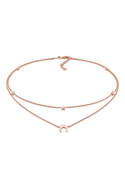 ELLI Halskette Damen Choker Layer Astro Halbmond Sterne aus 925er Sterlingsilber