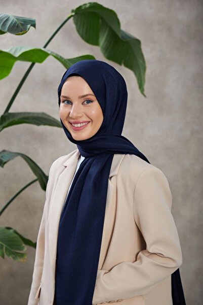 İpekhan شال أليسا بنمط جاكار حريري أزرق داكن 9003-19